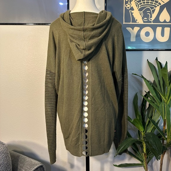 Stitches and Stripes Green Cutout Hoodie - Picture 1 of 5